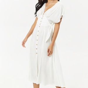 White Button-Front Midi Dress, NWT, Size Small